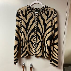 NIC+ZOE Animal Jacquard Cardigan Size L